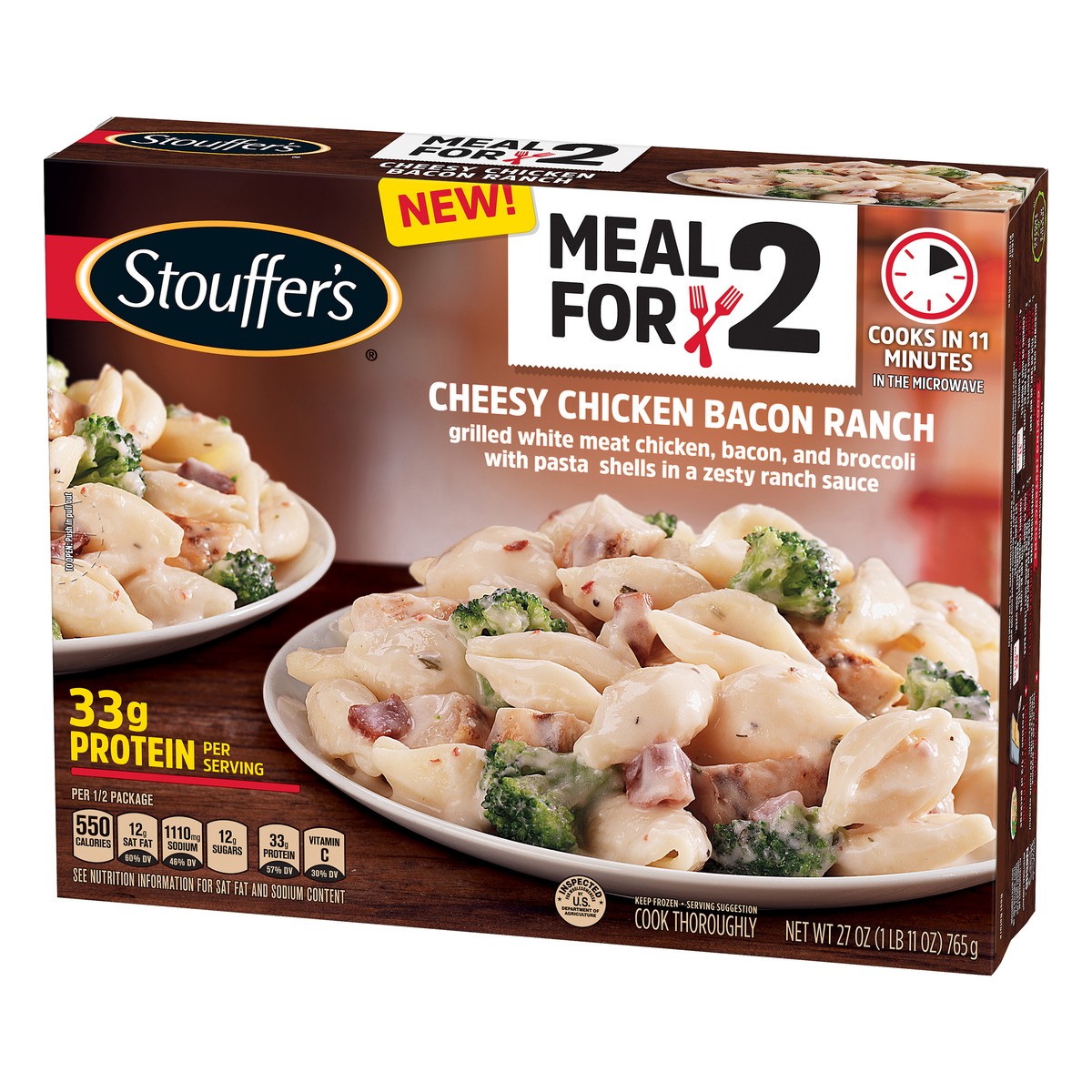 slide 3 of 10, Stouffer's Meal For 2 Cheesy Chicken Bacon Ranch, 27 oz