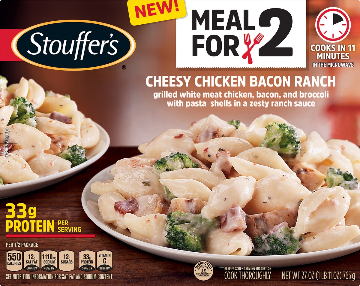 slide 9 of 10, Stouffer's Meal For 2 Cheesy Chicken Bacon Ranch, 27 oz