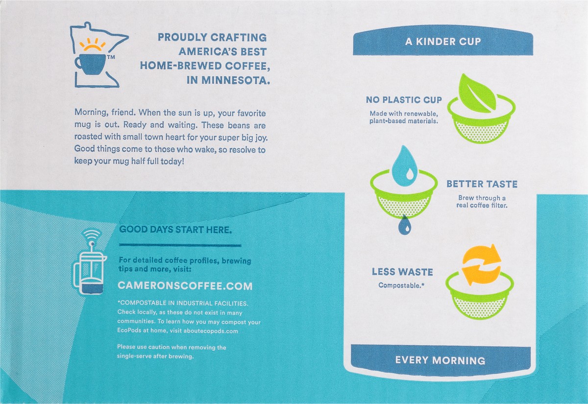 slide 9 of 12, Cameron's Coffee Cameron's Specialty Coffee Coffee, Light Roast, Breakfast Blend, Single Serve Pods 72Ct, 25.92 oz