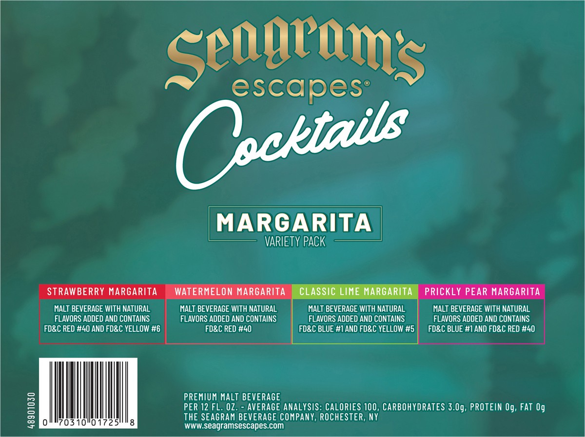 slide 3 of 8, Seagram's Cocktails Margarita Variety Pack - 12pk/12oz Slim Cans, 12 ct; 12 oz