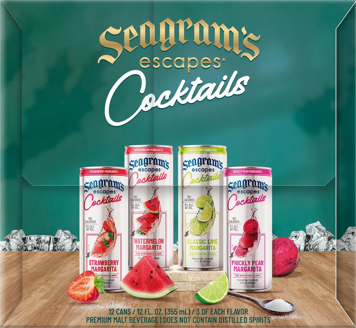 slide 2 of 8, Seagram's Cocktails Margarita Variety Pack - 12pk/12oz Slim Cans, 12 ct; 12 oz