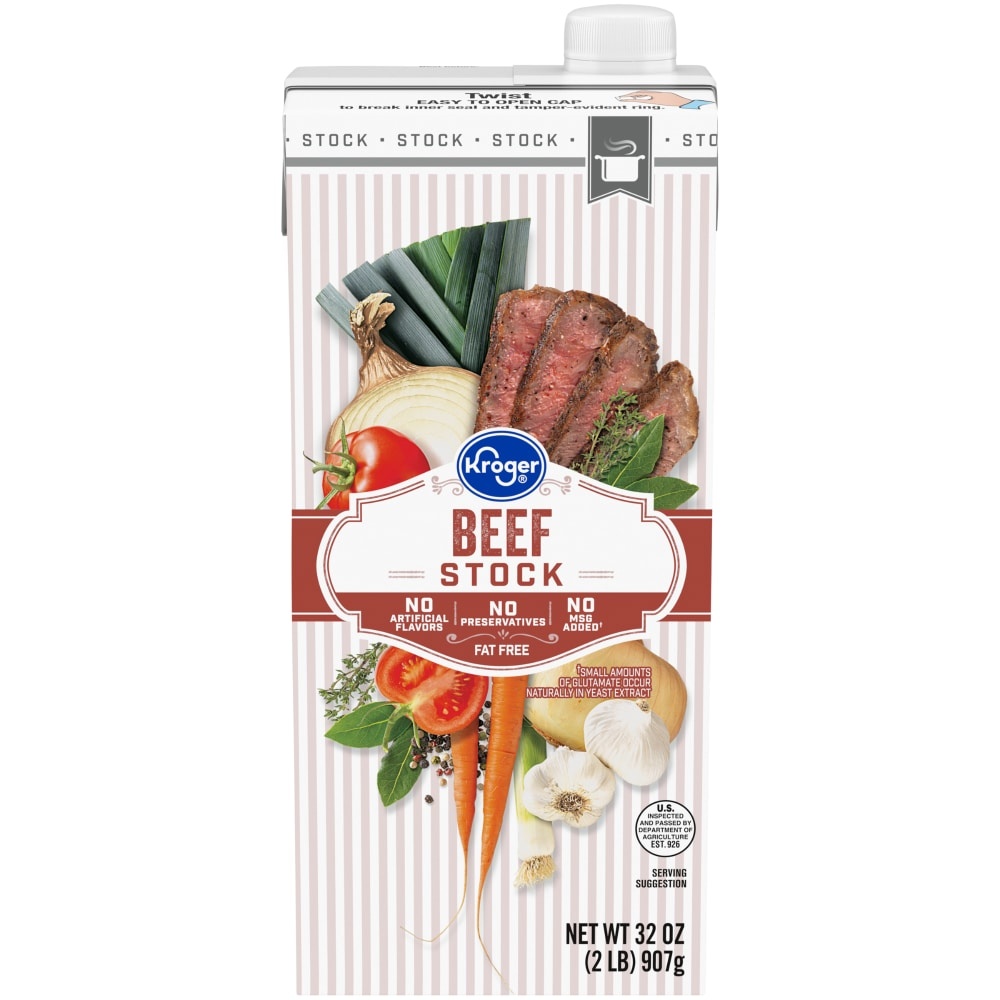 slide 1 of 1, Kroger Fat Free Beef Stock, 32 oz