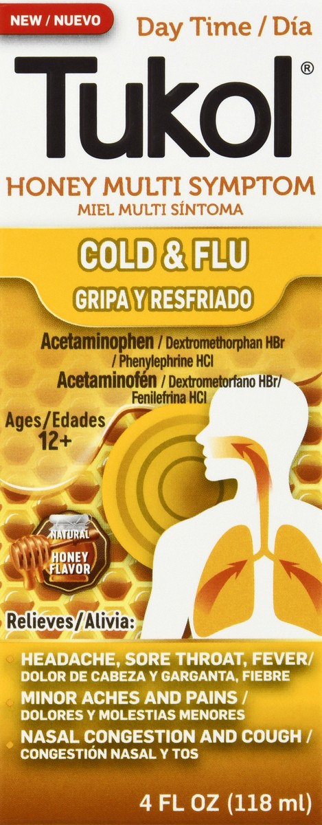 slide 6 of 9, Tukol Daytime Multi Symptom Honey Cold & Flu 4 oz, 4 oz