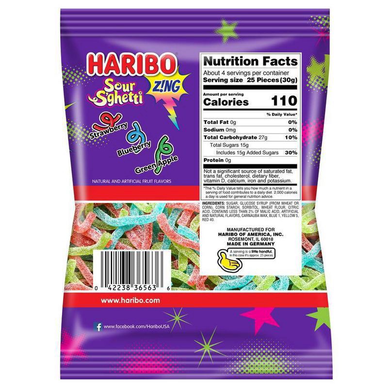 slide 3 of 3, Haribo Sour S'ghetti - 4oz, 4 oz