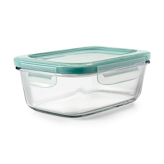 slide 1 of 3, Oxo Good Grips Snap Rectangular Glass Container - Turquoise - 3.5 Cup, 3.5 cups