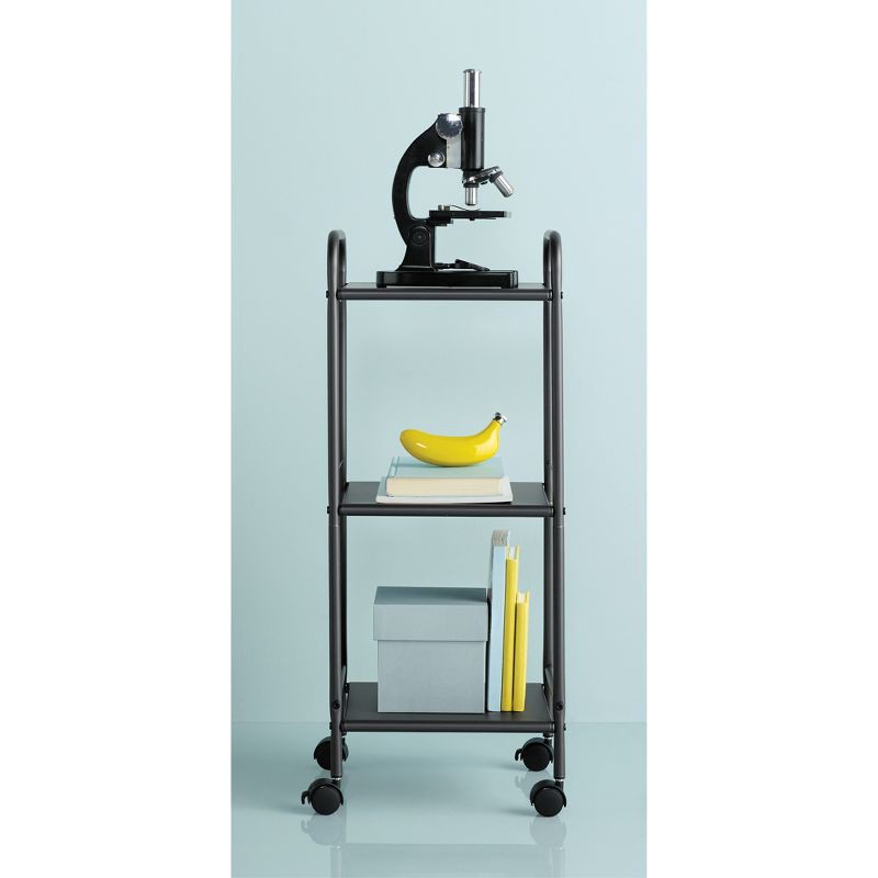 slide 2 of 4, 3 Shelf Utility Storage Cart Gray - Room Essentials™: Rolling, Wheeled Organizer for Dorm, Bathroom, 1 ct