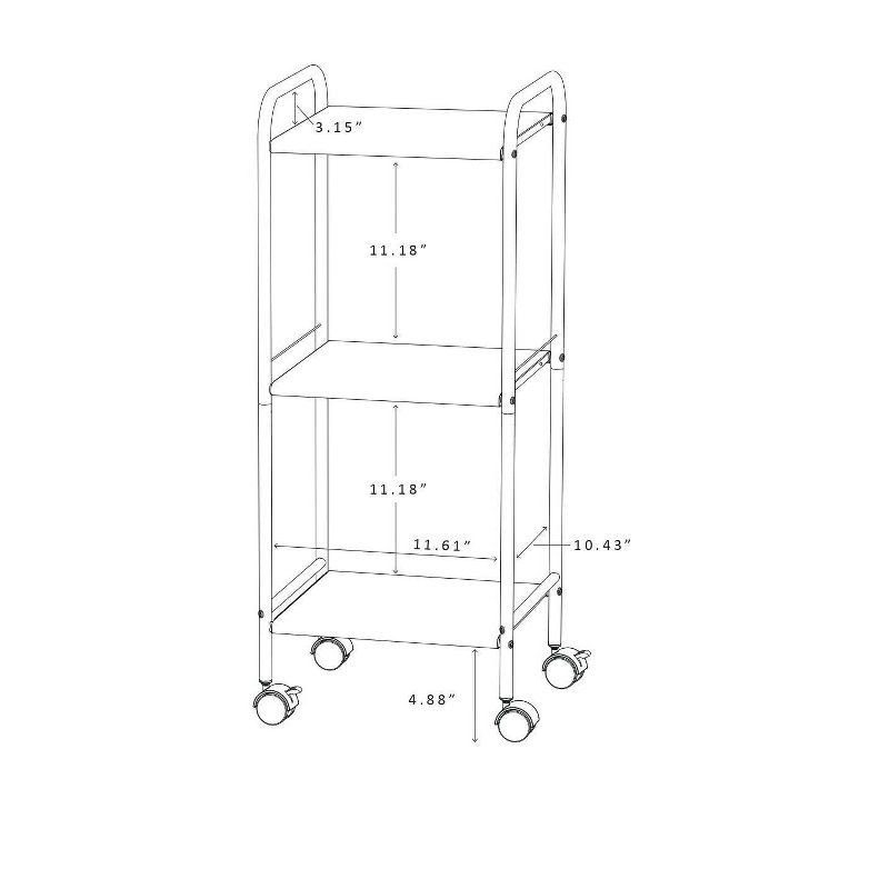 slide 4 of 4, 3 Shelf Utility Storage Cart Gray - Room Essentials™: Rolling, Wheeled Organizer for Dorm, Bathroom, 1 ct