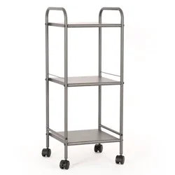 3 Shelf Utility Storage Cart Gray - Room Essentials™: Rolling, Wheeled Organizer for Dorm, Bathroom