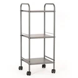 3 Shelf Utility Storage Cart Gray - Room Essentials™: Rolling, Wheeled Organizer for Dorm, Bathroom