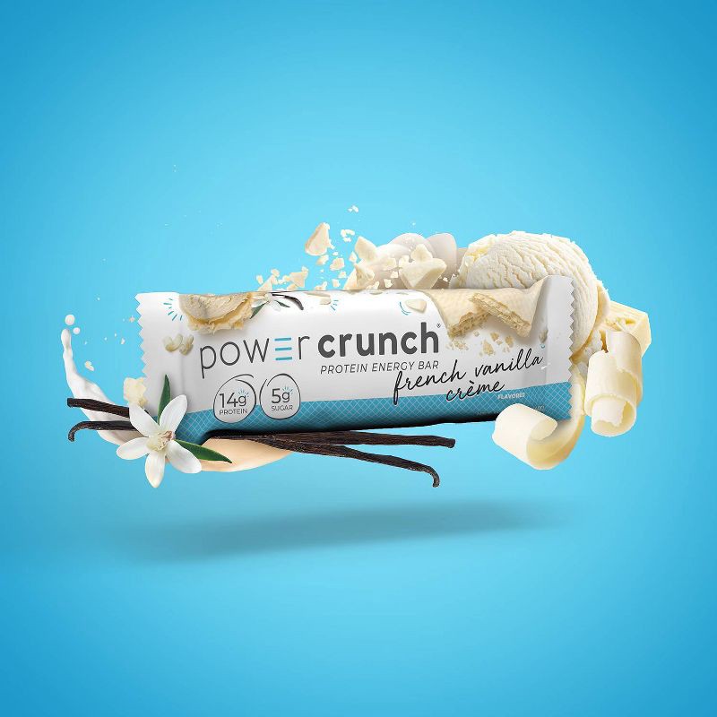 slide 3 of 6, Power Crunch Wafer 14g Protein Energy Bar - French Vanilla Cream - 5pk, 14 gram, 5 ct