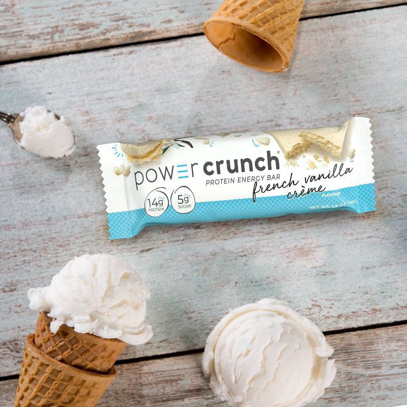 slide 4 of 6, Power Crunch Wafer 14g Protein Energy Bar - French Vanilla Cream - 5pk, 14 gram, 5 ct