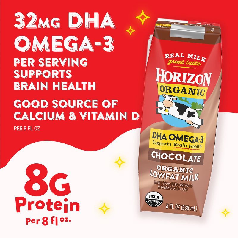 slide 5 of 10, Horizon Organic 1% Chocolate Milk DHA Added - 6pk/8 fl oz Boxes, 6 ct; 8 fl oz