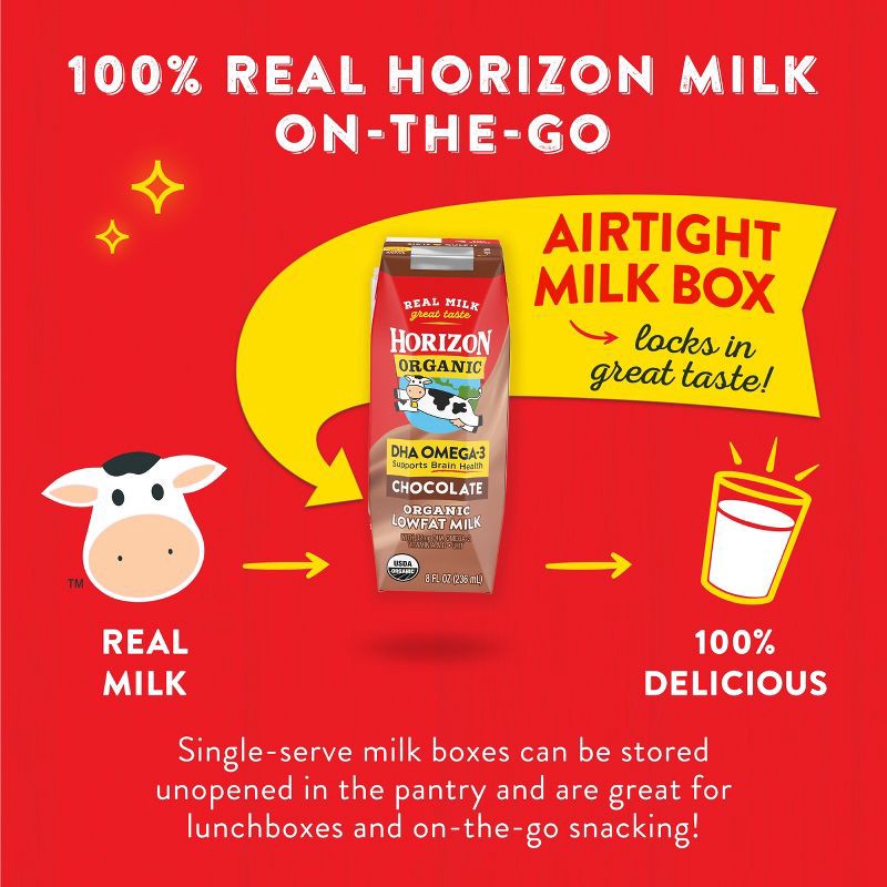 slide 6 of 10, Horizon Organic 1% Chocolate Milk DHA Added - 6pk/8 fl oz Boxes, 6 ct; 8 fl oz