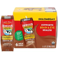 Horizon Organic 1% Chocolate Milk DHA Added - 6pk/8 fl oz Boxes