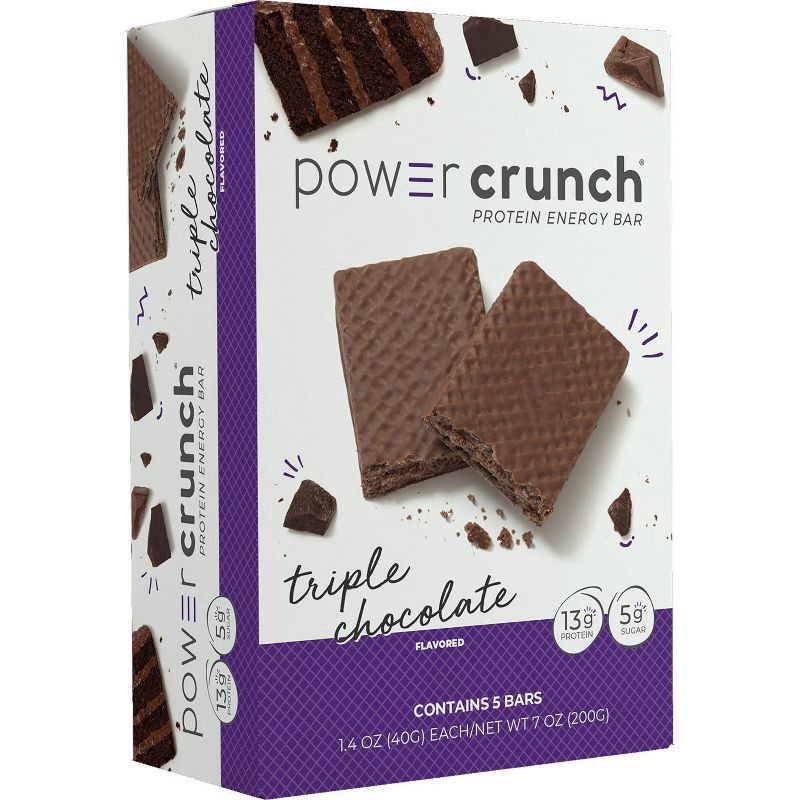 slide 1 of 6, Power Crunch Wafer 13g Protein Energy Bar - Triple Chocolate - 5pk, 13 gram, 5 ct