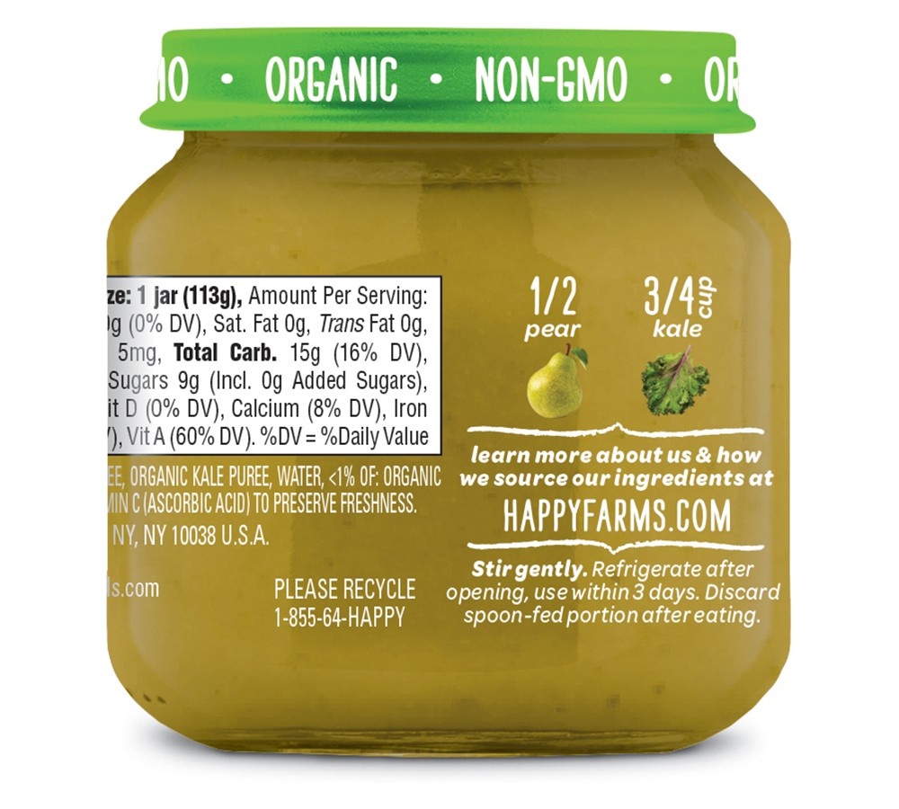 slide 3 of 3, HappyBaby Clearly Crafted Pears & Kale Baby Meals Jar - 4oz, 4 oz