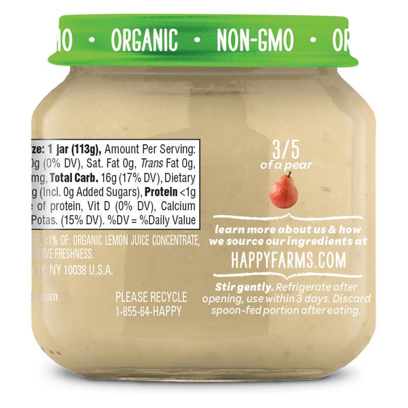 slide 3 of 4, Happy Family Happy Baby Organics Clearly Crafted Stage 1 Pears Jar - 4oz, 4 oz