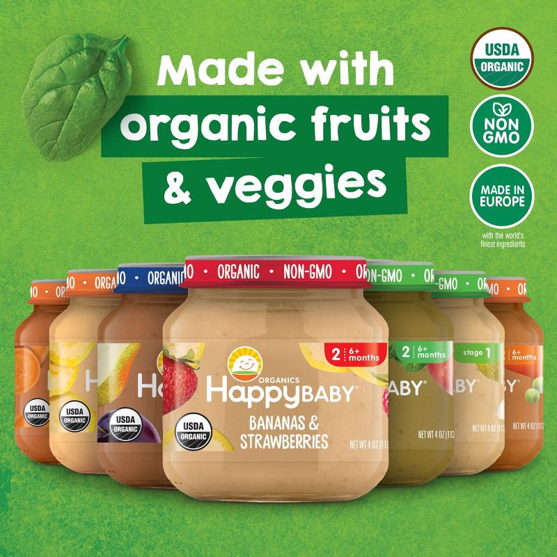 slide 3 of 7, Happy Baby Organics Clearly Crafted Stage 1 Pears Jar - 4oz, 4 oz