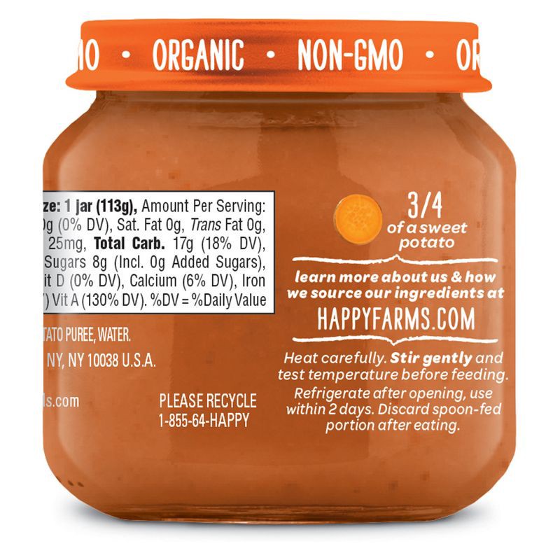 slide 3 of 5, Happy Family Happy Baby Organics Clearly Crafted Stage 1 Sweet Potatoes Jar 4oz, 4 oz