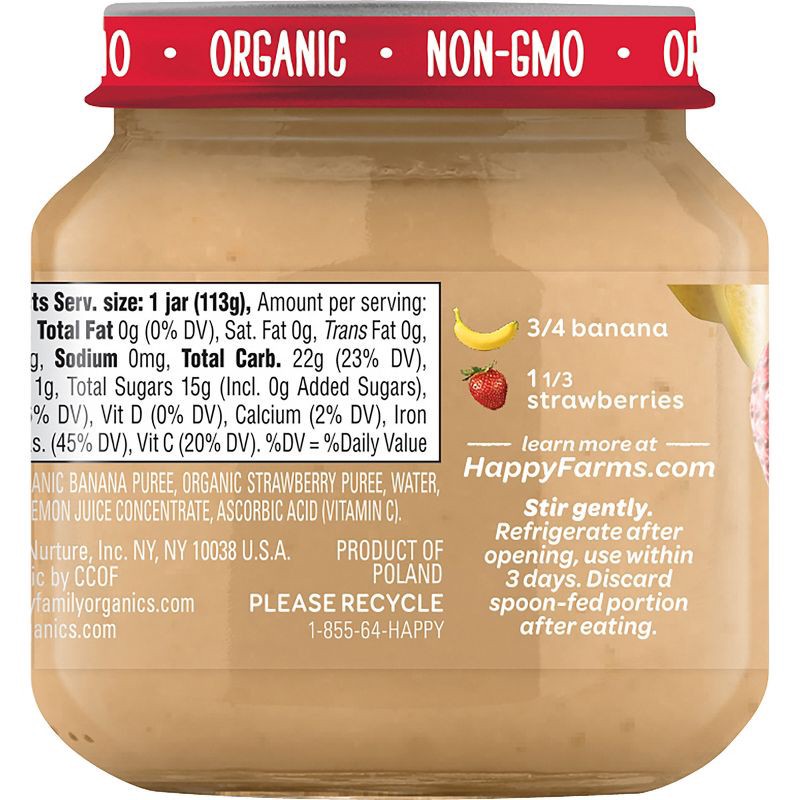 slide 2 of 5, Happy Family Happy Baby Organics Clearly Crafted Stage 2 Bananas & Strawberries Jar 4oz, 4 oz