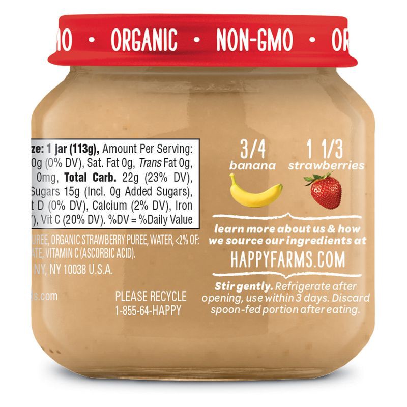 slide 3 of 5, Happy Family Happy Baby Organics Clearly Crafted Stage 2 Bananas & Strawberries Jar 4oz, 4 oz