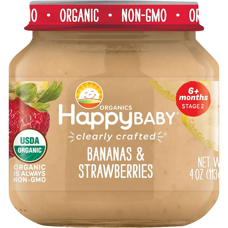 slide 1 of 5, Happy Family Happy Baby Organics Clearly Crafted Stage 2 Bananas & Strawberries Jar 4oz, 4 oz