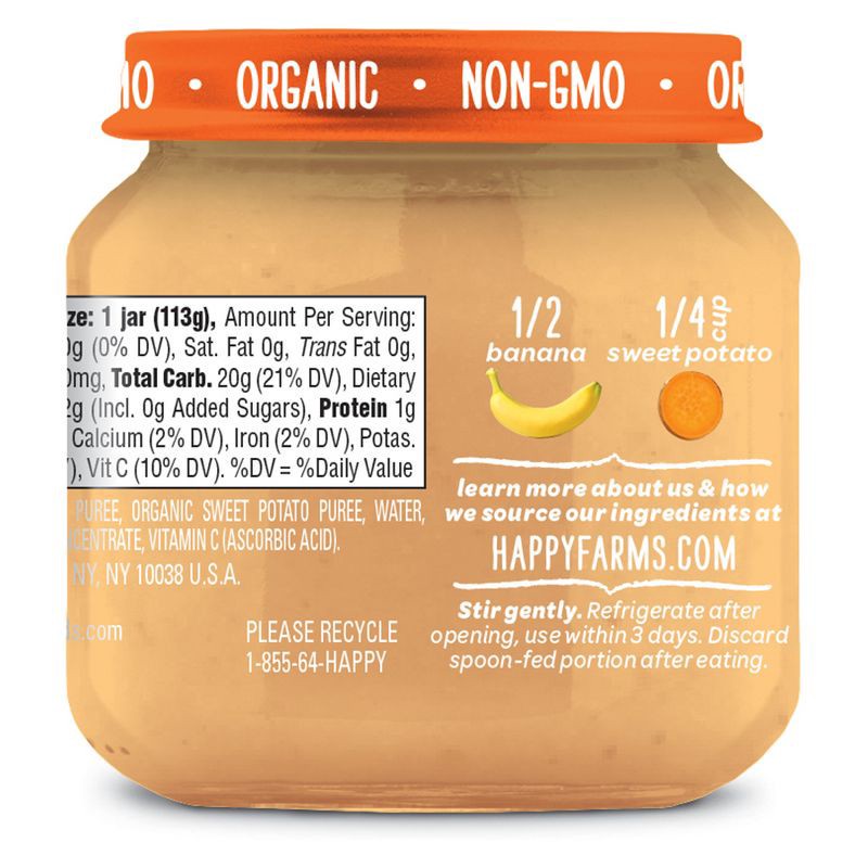 slide 3 of 5, Happy Family Happy Baby Organics Clearly Crafted Stage 2 Bananas & Sweet Potatoes Jar 4oz, 4 oz