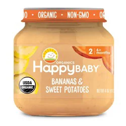 Happy Baby Organic Bananas & Sweet Potatoes Baby Food Jar - 4oz: Age Level 6 Months and Up, 2nd Stage, Ready to Eat