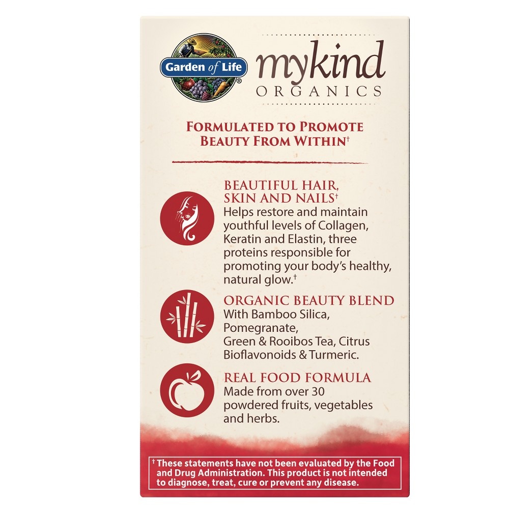 slide 2 of 3, Garden of Life Mykind Organics Hair, Skin & Nails Dietary Supplement Tablets, 60 ct