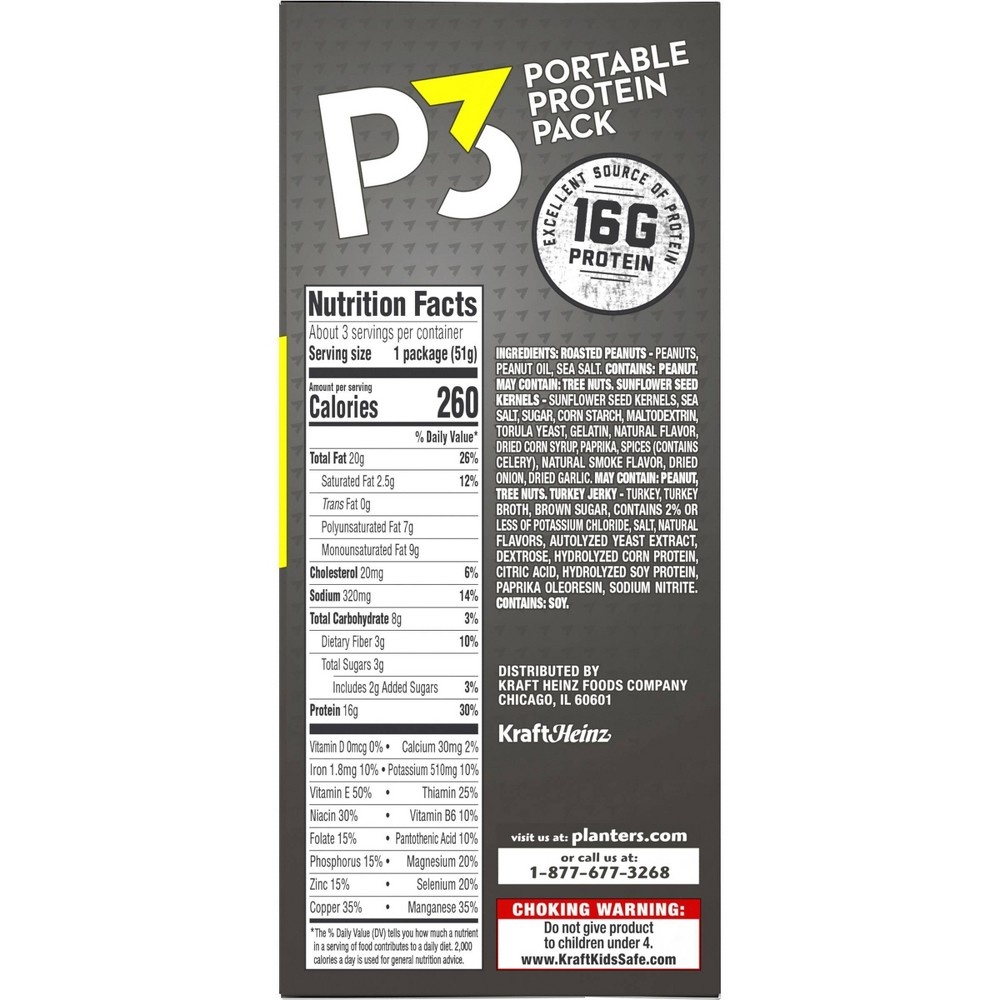 slide 6 of 6, Planters P3 Portable Protein Pack, 3 ct, 5.4 oz