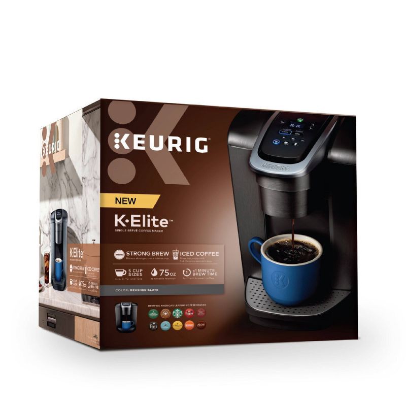 slide 12 of 14, Keurig K-Elite Single-Serve K-Cup Pod Coffee Maker with Iced Coffee Setting - Brushed Slate: 75 oz Capacity, Electric, Dishwasher-Safe Parts, 75 oz