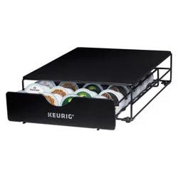 Keurig Non-Rolling 24ct Coffee Pod Storage Drawer: Black Metal K-Cup Organizer, Freestanding Kitchen Rack