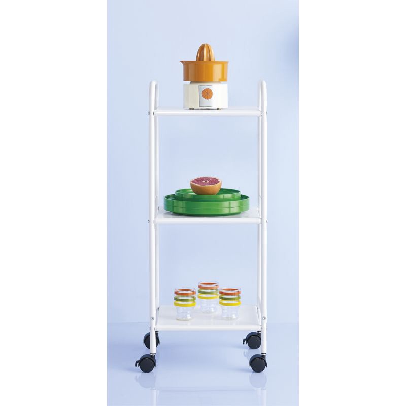 slide 2 of 4, 3 Shelf Utility Storage Cart White - Room Essentials™: Rolling, Multi-Tier, Ideal for Dorm & Bathroom, 1 ct