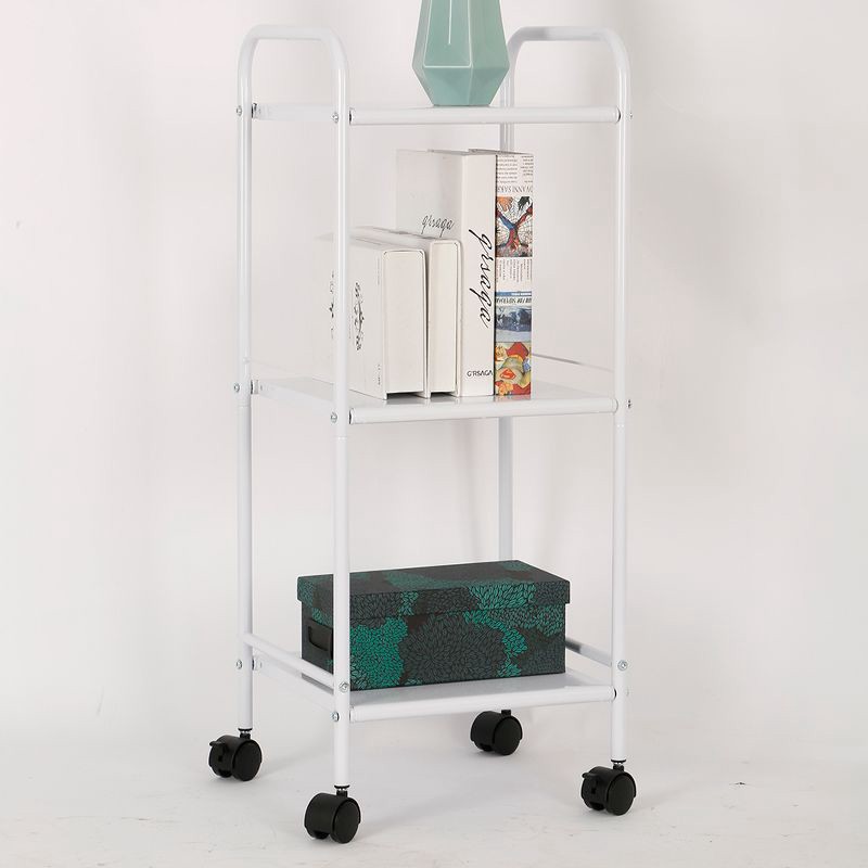 slide 3 of 4, 3 Shelf Utility Storage Cart White - Room Essentials™: Rolling, Multi-Tier, Ideal for Dorm & Bathroom, 1 ct