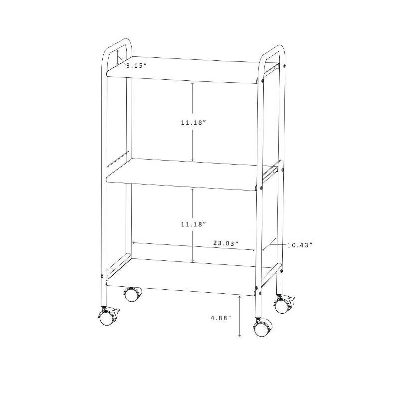 slide 5 of 5, 3 Shelf Wide Utility Storage Cart Gray - Room Essentials™: Steel Rolling Organizer with Wheels, Multipurpose, 1 ct