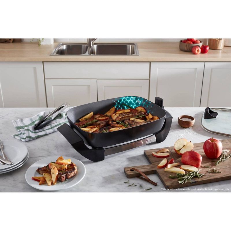 Oster Electric Skillet With Hinged Lid, 12 x 16 in