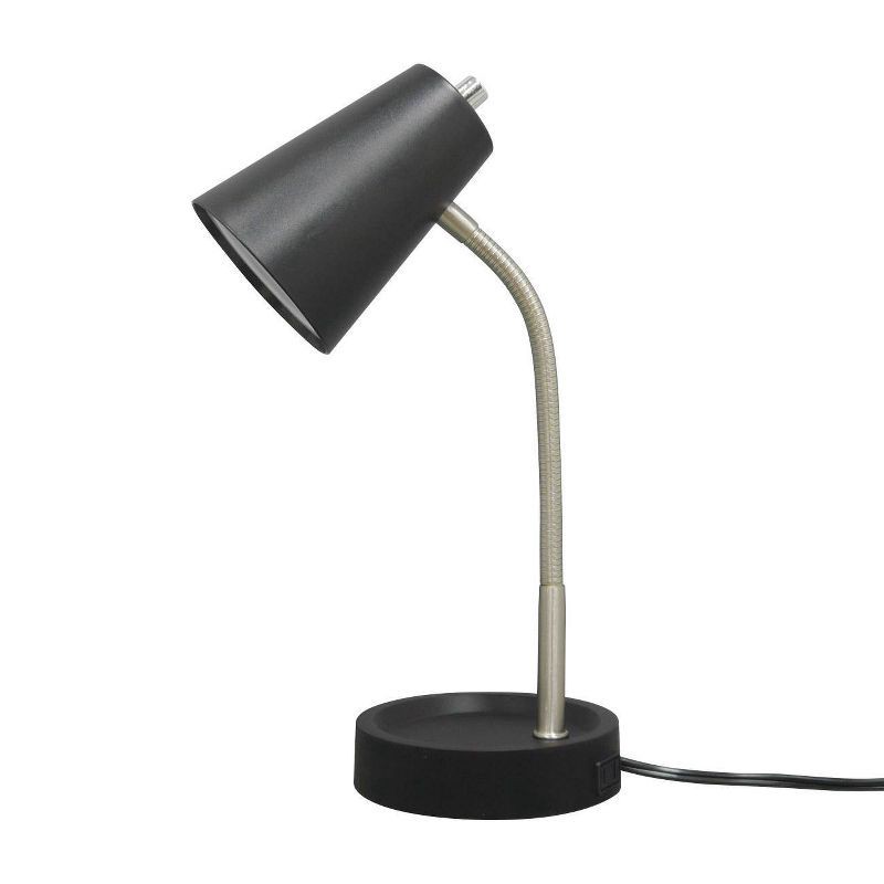 slide 2 of 9, Task Table Lamp (Includes LED Light Bulb) Black - Room Essentials™, 1 ct