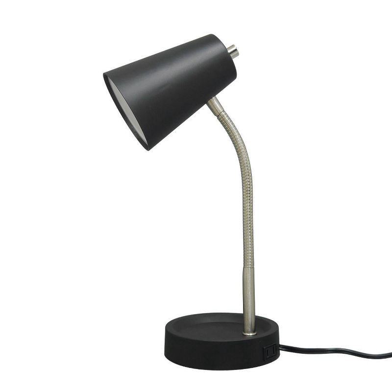 slide 3 of 9, Task Table Lamp (Includes LED Light Bulb) Black - Room Essentials™, 1 ct