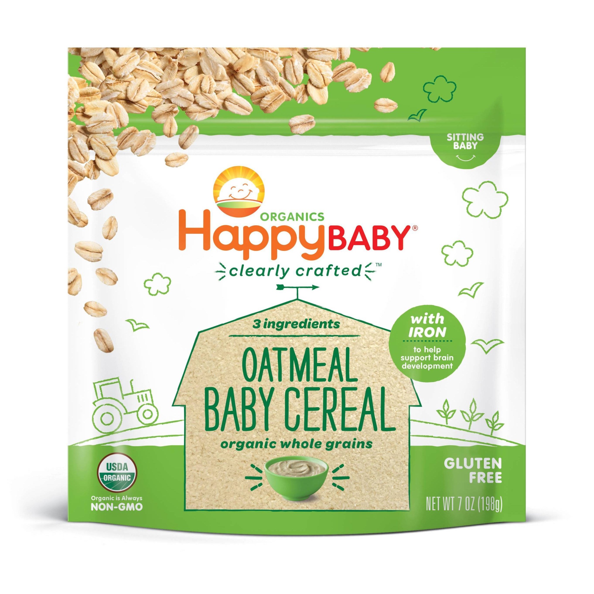 slide 1 of 3, Happy Family Clearly Crafted Oatmeal Baby Cereal - 7oz, 7 oz