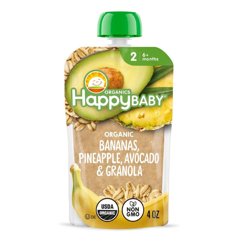 slide 7 of 9, Happy Baby Organics Clearly Crafted Stage 2 Meals Bananas, Pineapple, Avocado & Granola - 4oz, 4 oz