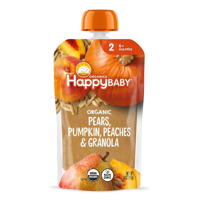 slide 1 of 8, Happy Baby Organics Clearly Crafted Stage 2 Meals Pears, Pumpkin - 4oz, 4 oz