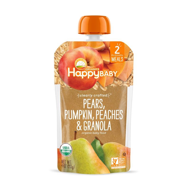 slide 1 of 6, Happy Family Happy Baby Organics Clearly Crafted Stage 2 Meals Pears, Pumpkin - 4oz, 4 oz