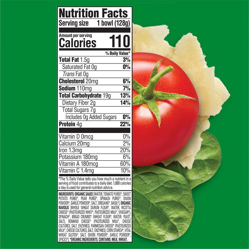 slide 3 of 4, Happy Baby HappyTot Organic Cheese & Spinach Ravioli with Marinara Sauce Baby Food - 4.5oz, 4.5 oz