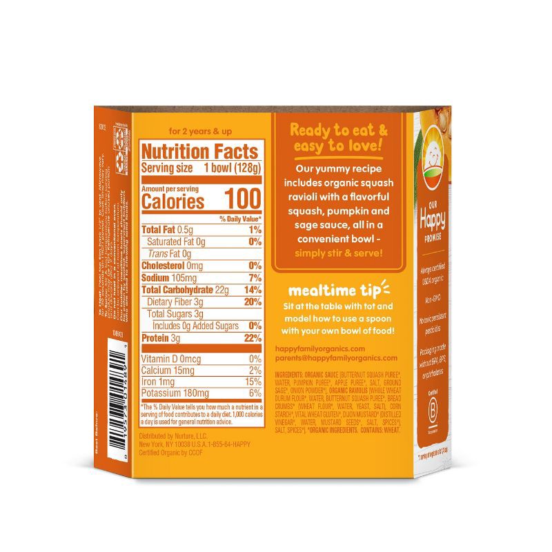 slide 2 of 4, Happy Baby Happy Tot Organic Squash Ravioli with Squash, Pumpkin & Sage Sauce Toddler Food Bowl - 4.5oz, 4.5 oz