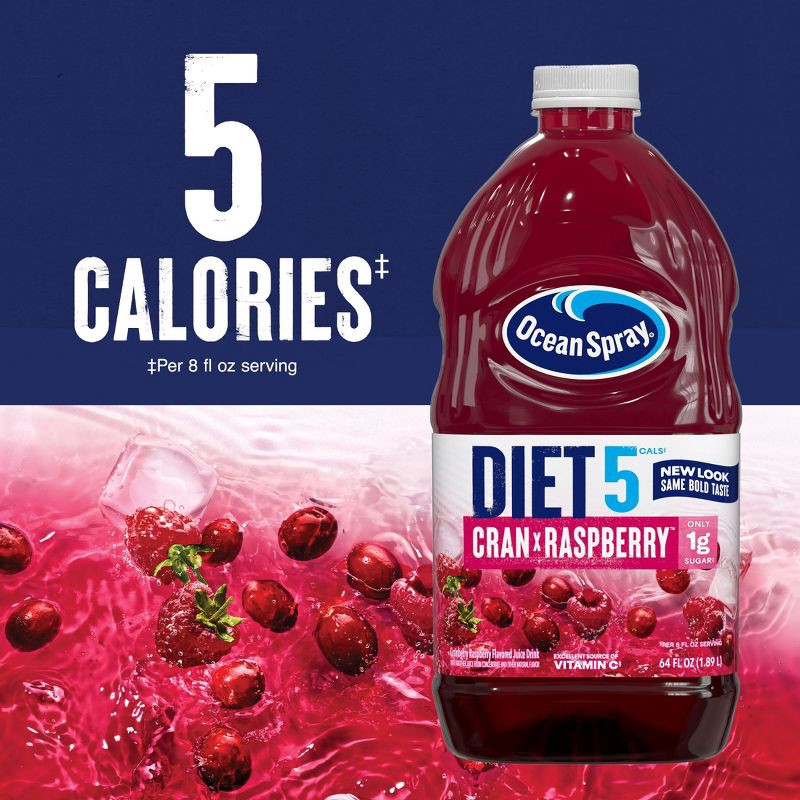 slide 5 of 10, Ocean Spray Diet Cran Raspberry Juice - 64 fl oz Bottle, 64 fl oz