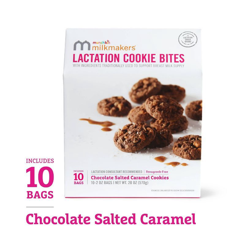 slide 3 of 6, Munchkin Milkmakers Lactation Cookie Bites - Chocolate Salted Caramel - 20oz/10ct, 10 ct; 20 oz