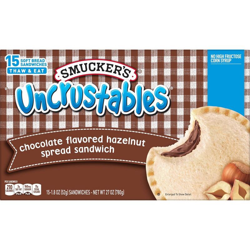 Smucker's Uncrustables Chocolate Flavored Hazelnut Spread Frozen Sandwich 27oz/15ct 27 oz, 15