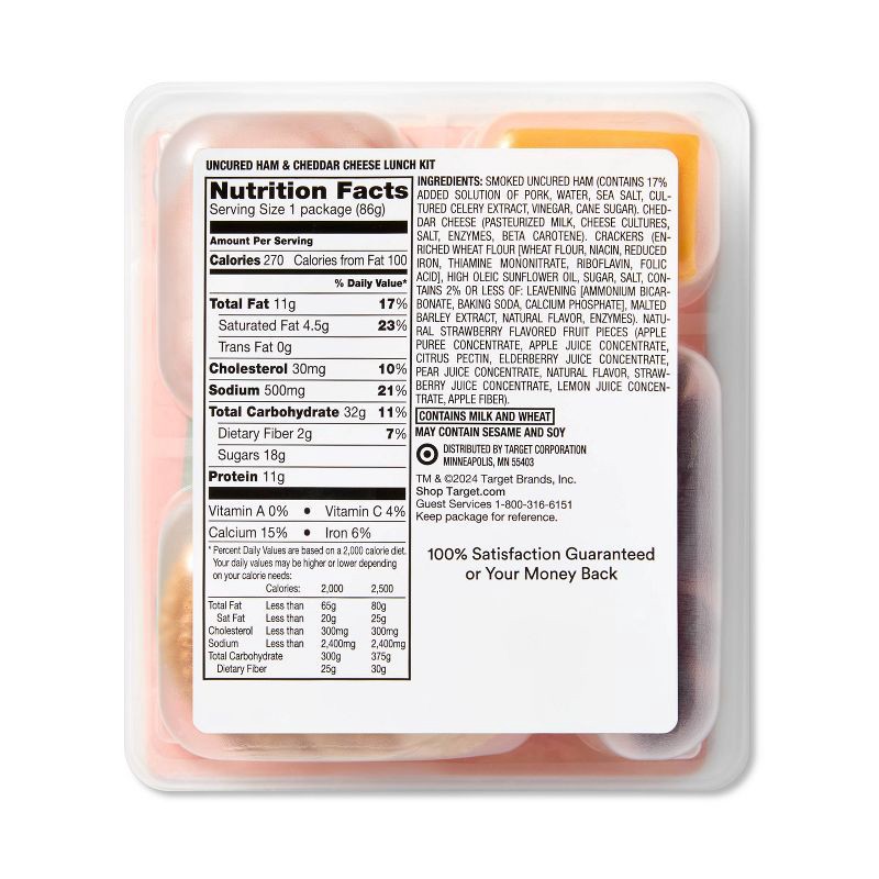 slide 2 of 4, Uncured Ham & Cheddar Cheese Lunch Kit - 3oz - Good & Gather™, 3 oz