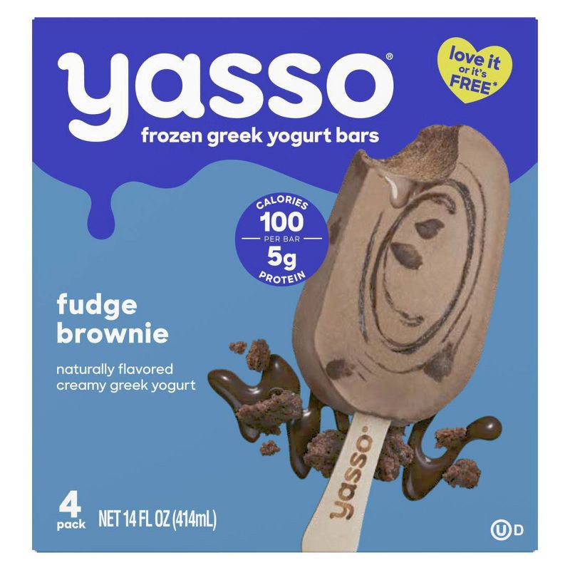 slide 2 of 8, Yasso Frozen Greek Yogurt - Fudge Brownie Bars - 4ct, 4 ct