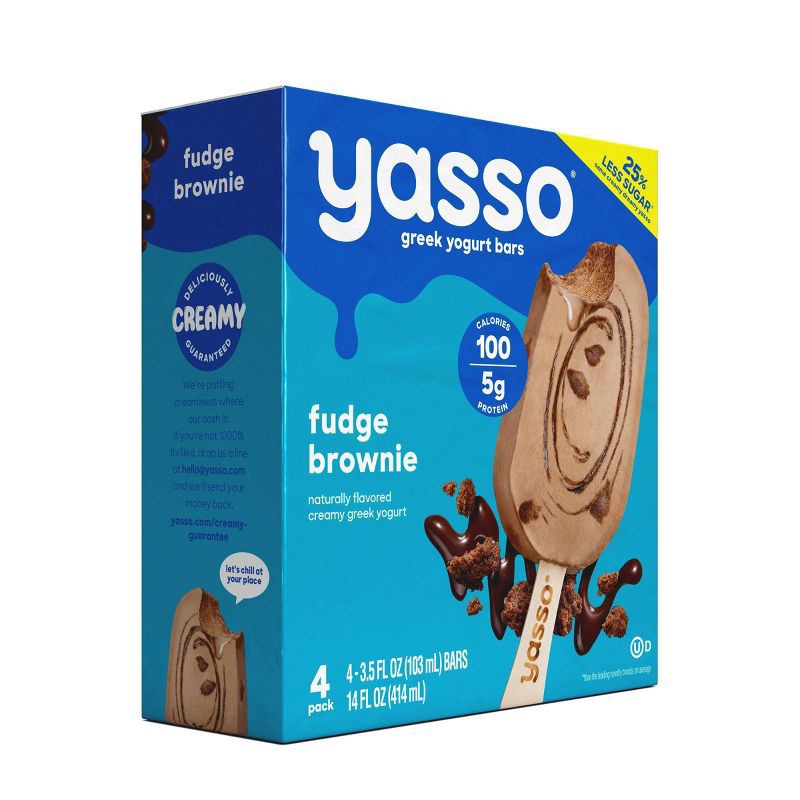 slide 3 of 6, Yasso Frozen Greek Yogurt - Fudge Brownie Bars - 4ct, 4 ct